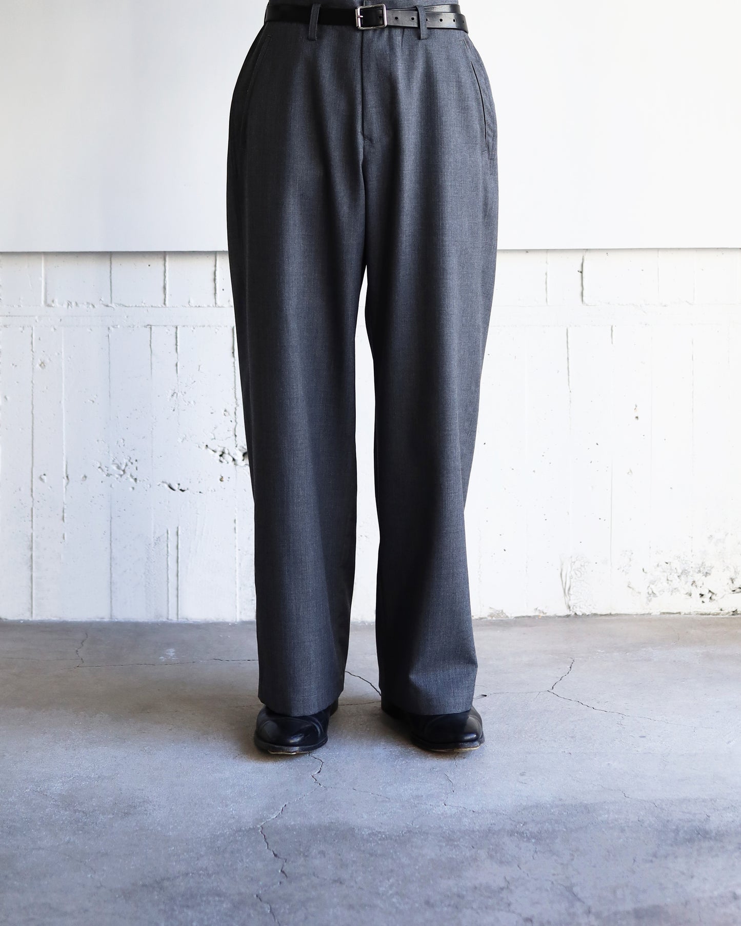 WOOL GABARDINE ASHLEY SLACKS "GRAY"