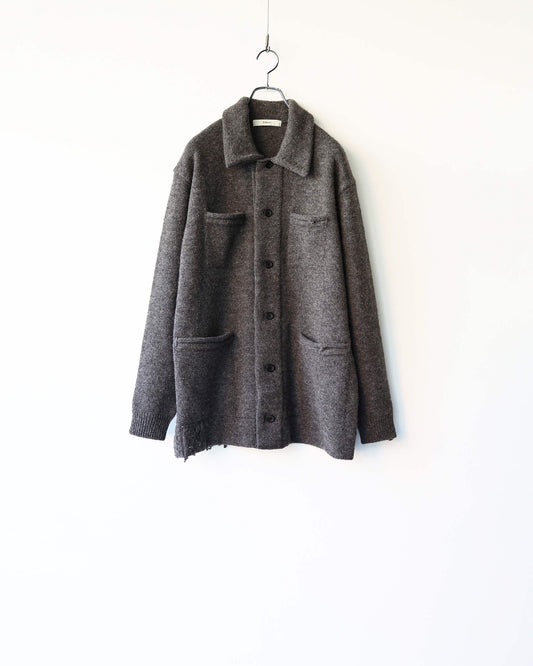 CHUNKY WOOL / KNIT CARDIGAN "GREY"