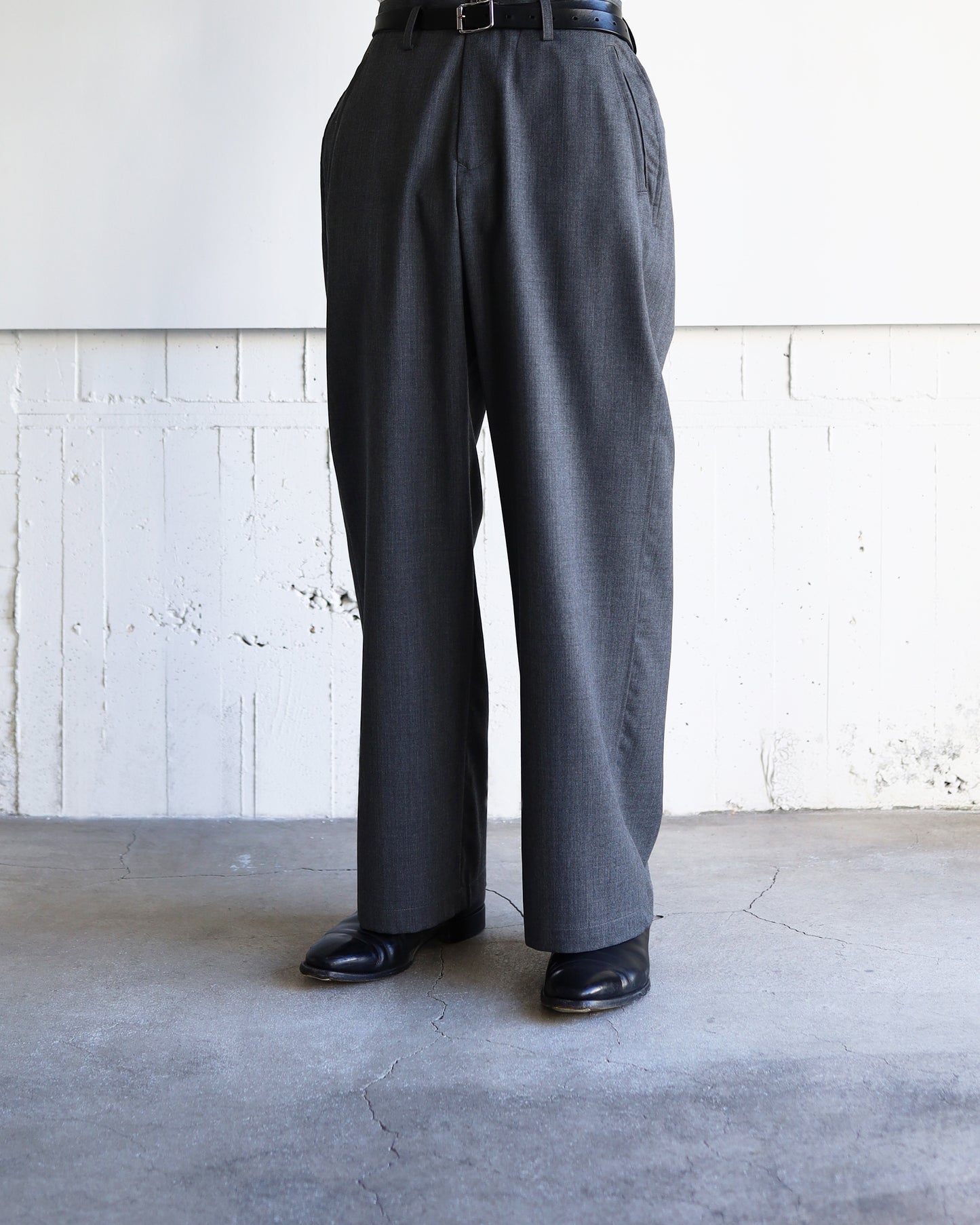 WOOL GABARDINE ASHLEY SLACKS "GRAY"