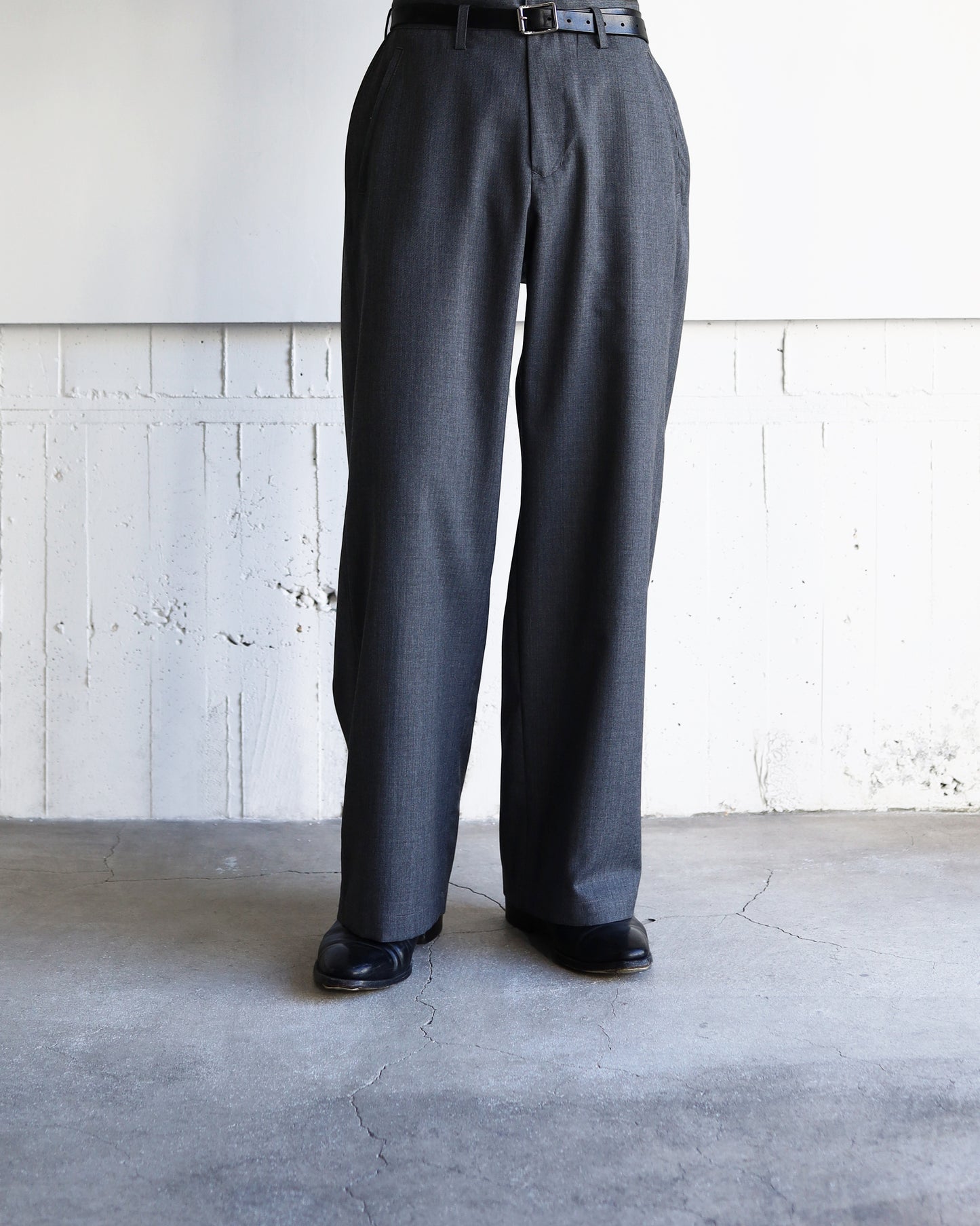 WOOL GABARDINE ASHLEY SLACKS "GRAY"