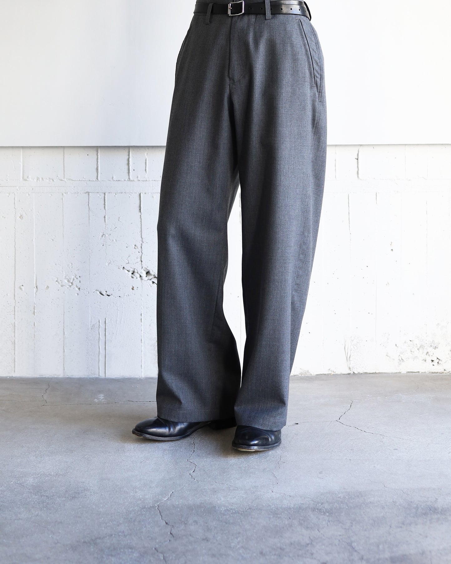 WOOL GABARDINE ASHLEY SLACKS "GRAY"