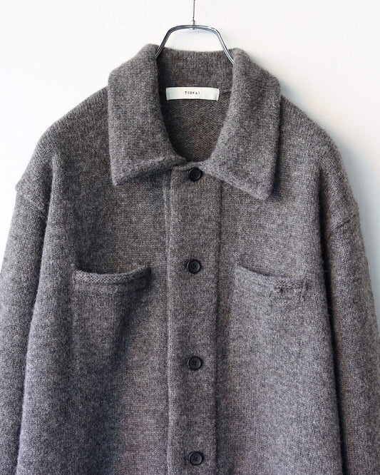 CHUNKY WOOL / KNIT CARDIGAN "GREY"