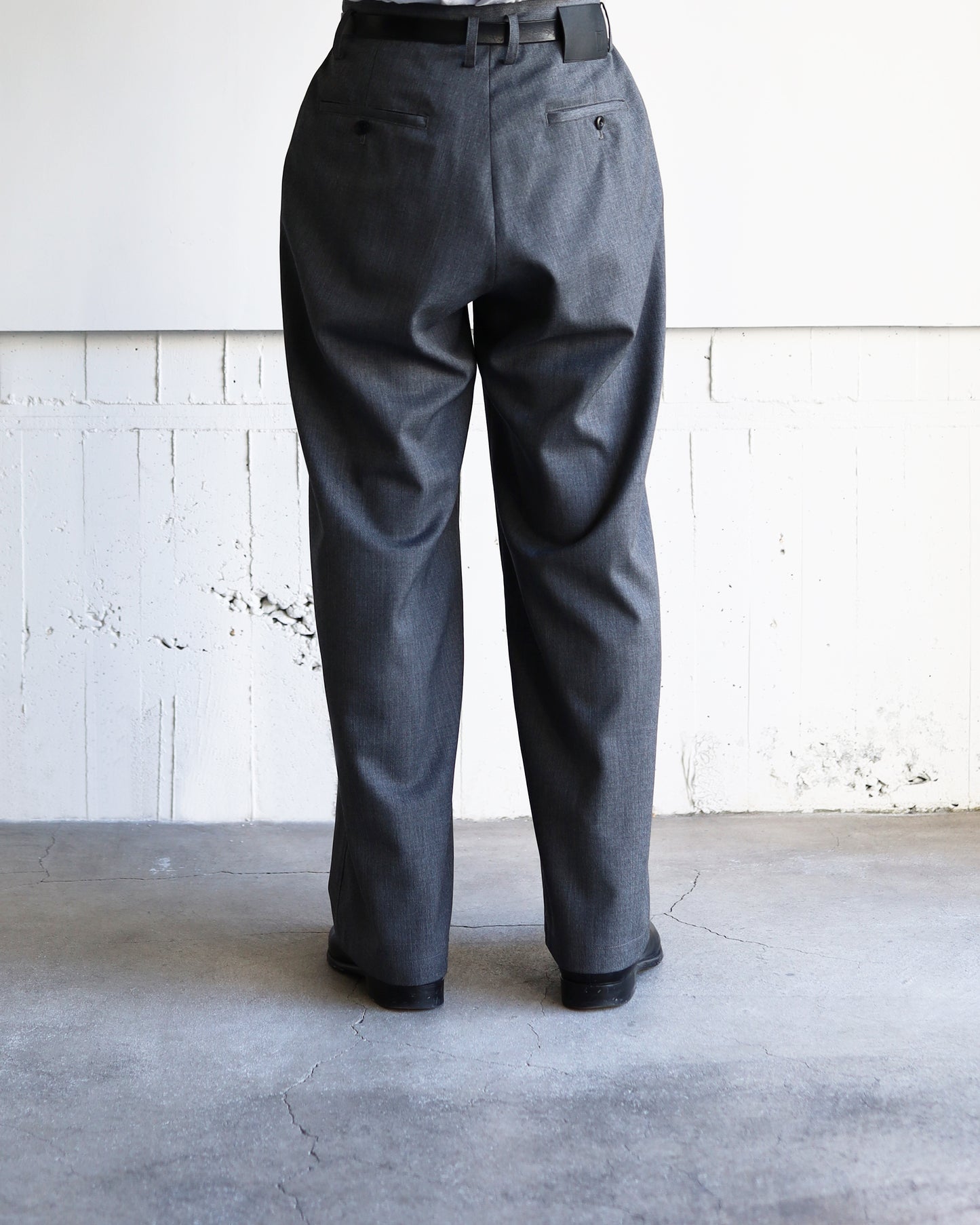 WOOL GABARDINE ASHLEY SLACKS "GRAY"