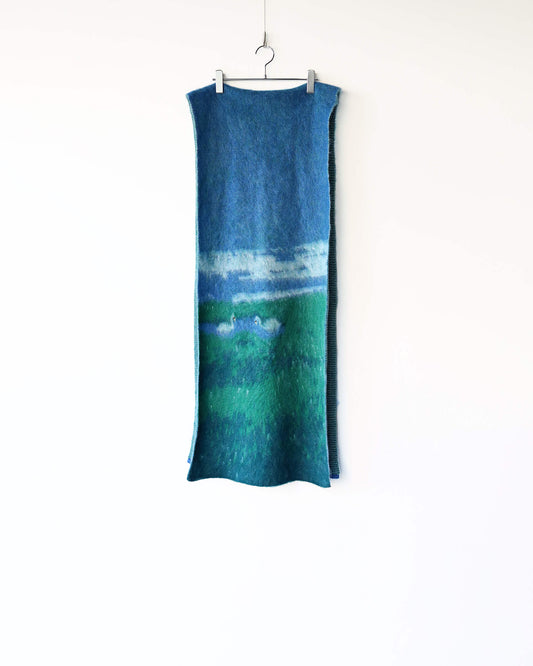 BRUSHED JACQUARD STOLE "BLUE SWAN"