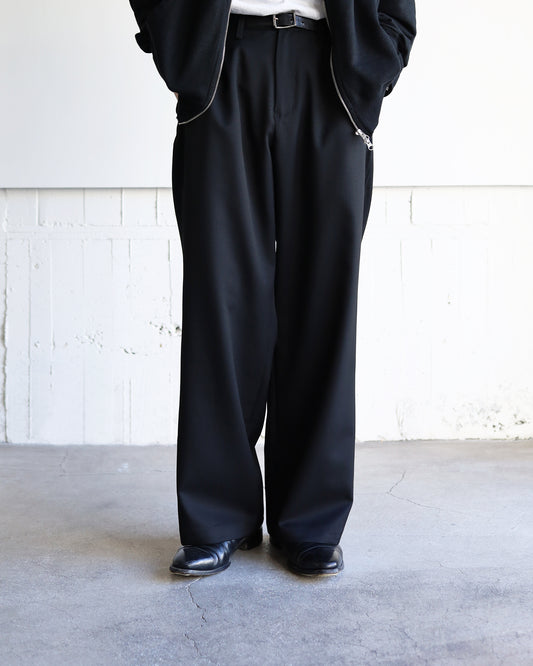 WOOL GABARDINE ASHLEY SLACKS "BLACK"