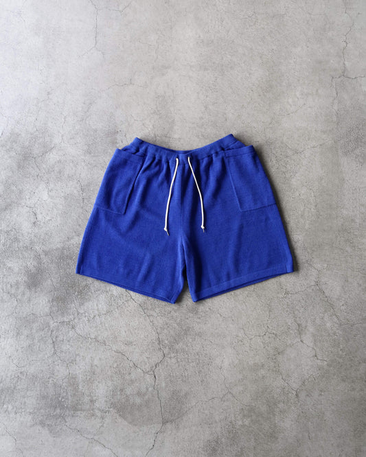 Cotton cashmere pile Marine shorts "Oriental blue"