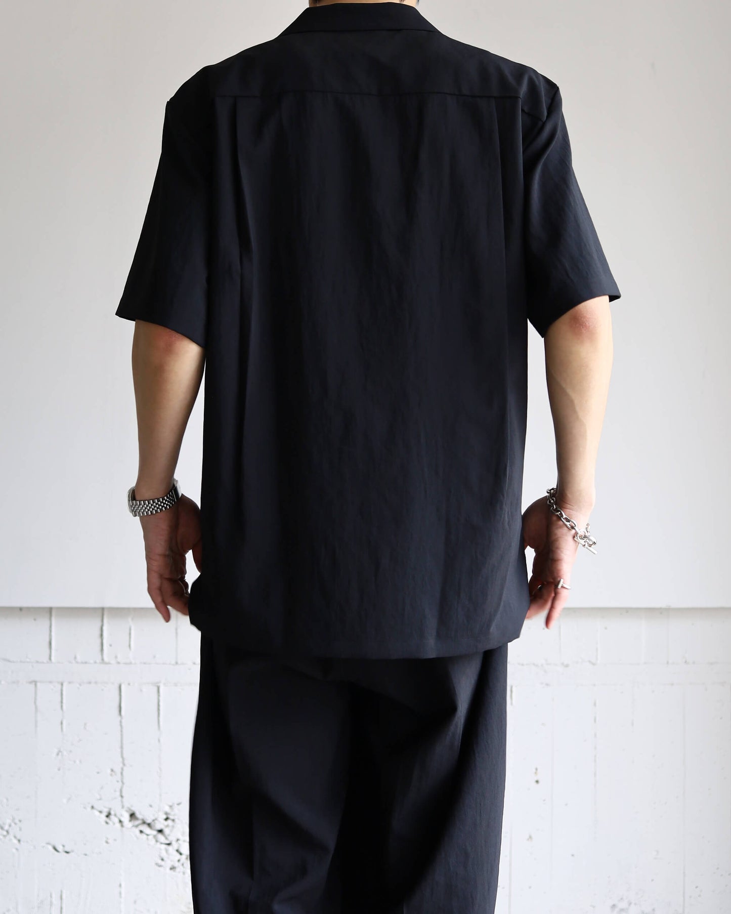 OPEN COLLAR SHIRT "BLACK"