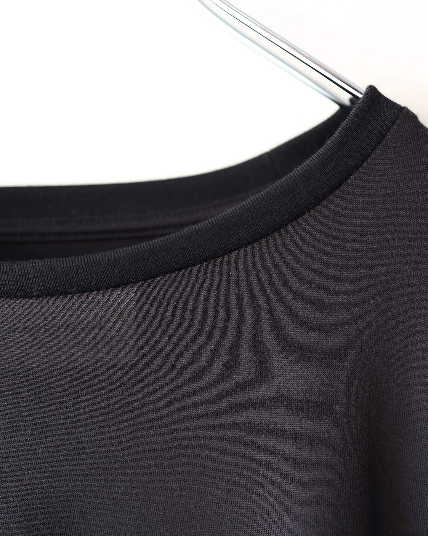 SHORT SLEEVE TEE SUPER 160s WOOL WASHABLE KNIT "BLACK"