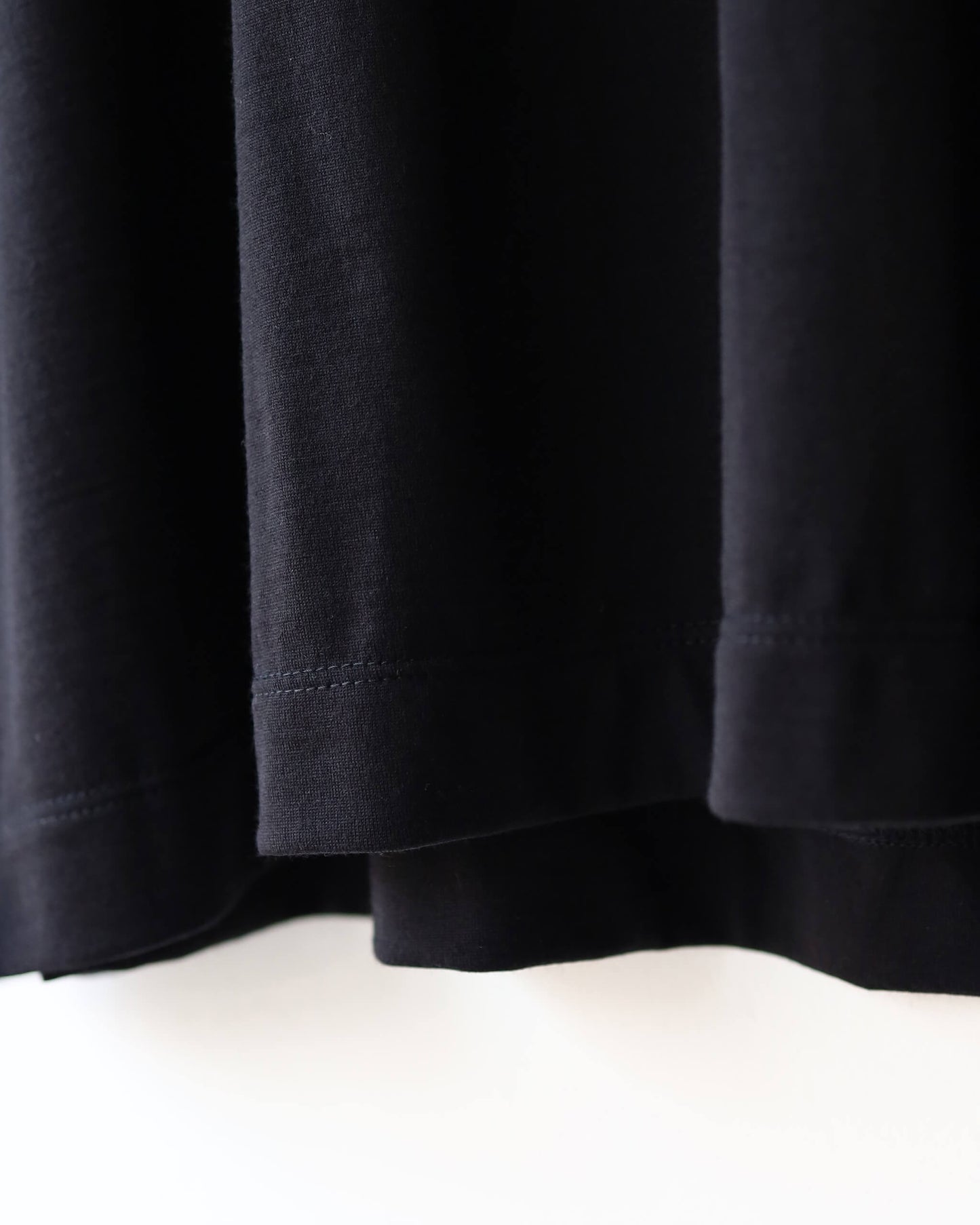 SHORT SLEEVE TEE SUPER 160s WOOL WASHABLE KNIT "BLACK"