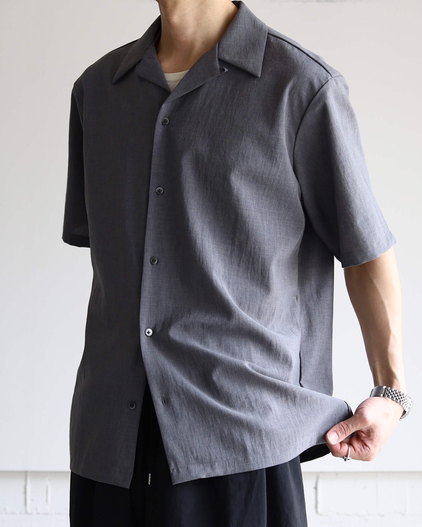 OPEN COLLAR SHIRT "GRAY"