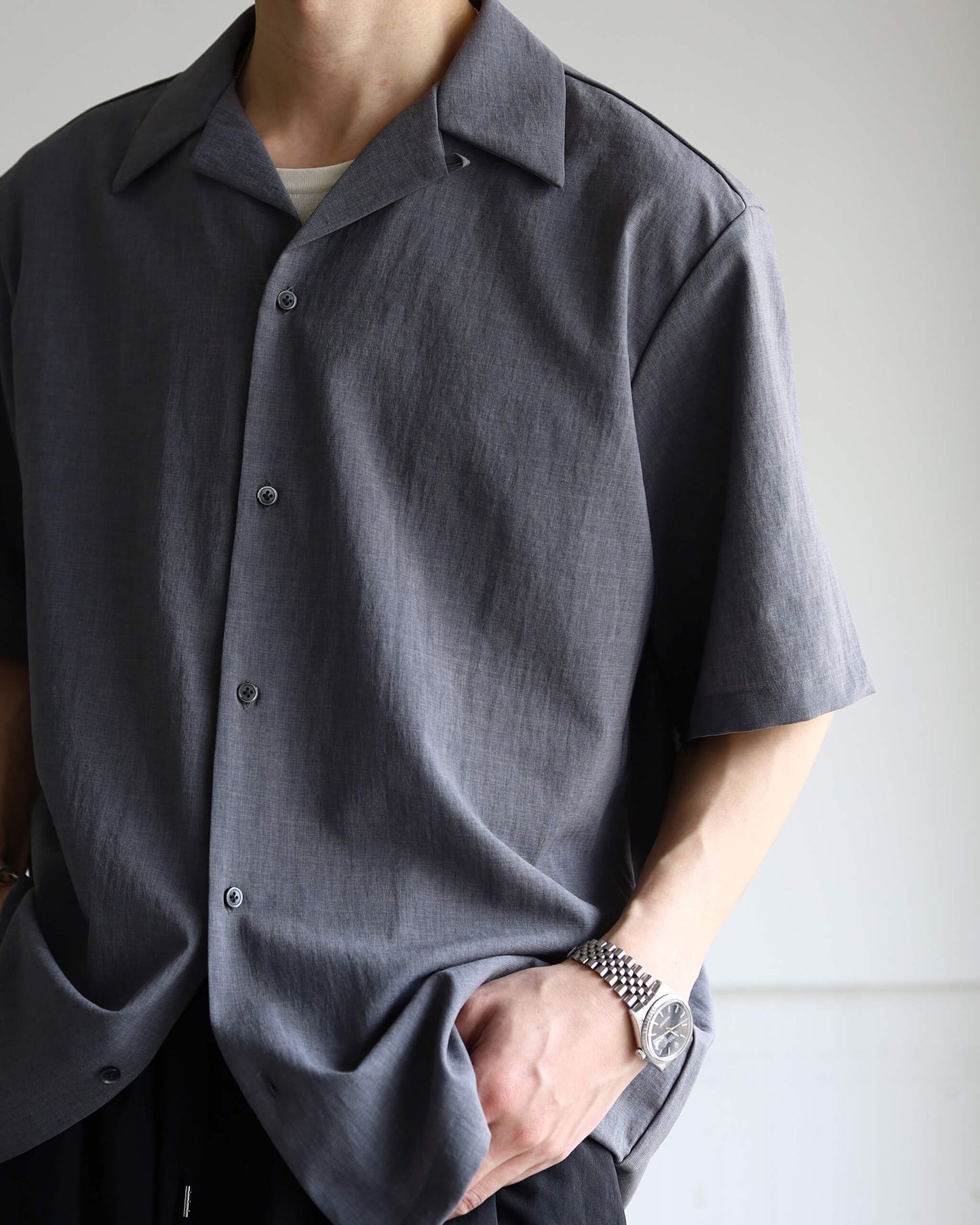 OPEN COLLAR SHIRT "GRAY"