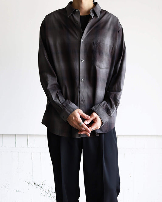 COTTON CHECK / REGULAR COLLAR SHIRT "CHARCOAL"