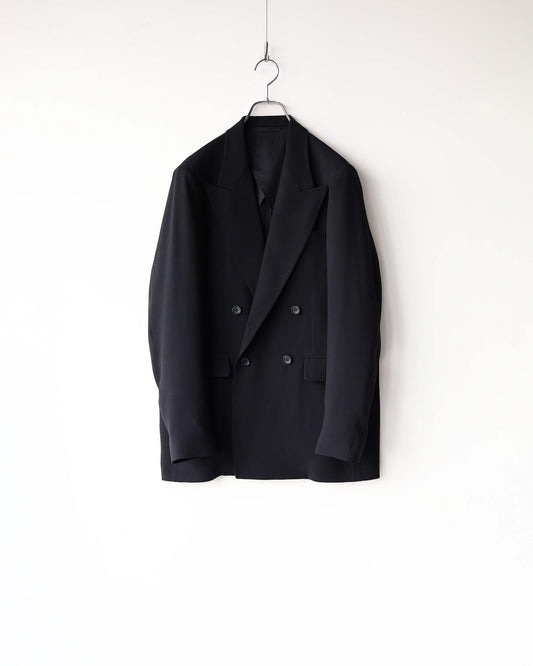 MELANGE TWILL DOUBLE BREASTED JACKET <HORN BUTTON> "BLACK"