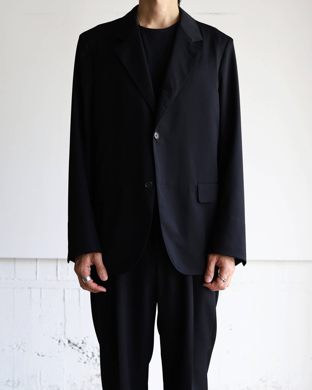 SACK COAT ORGANIC WOOL 2/80 GABARDINE "BLACK"