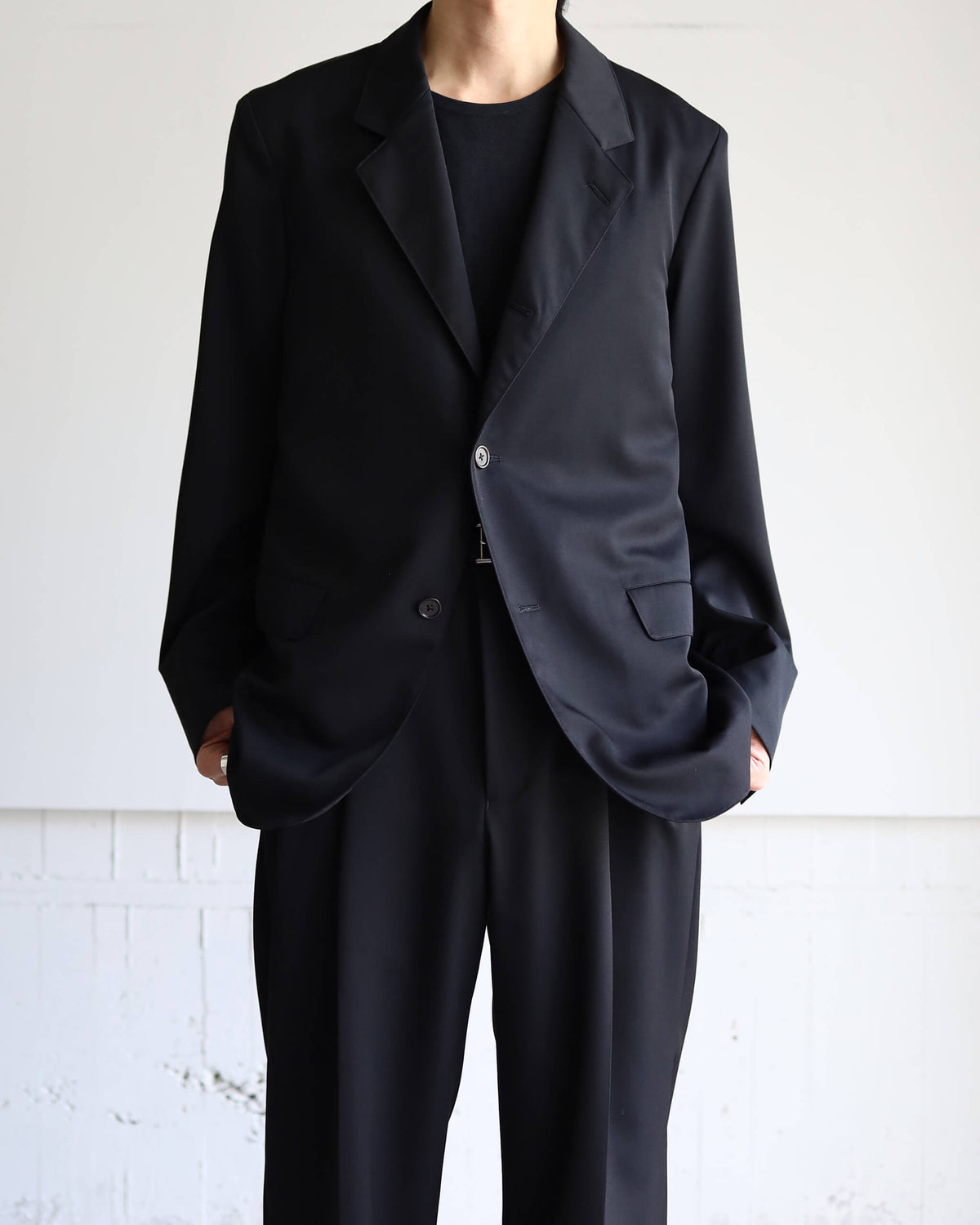 SACK COAT ORGANIC WOOL 2/80 GABARDINE "BLACK"