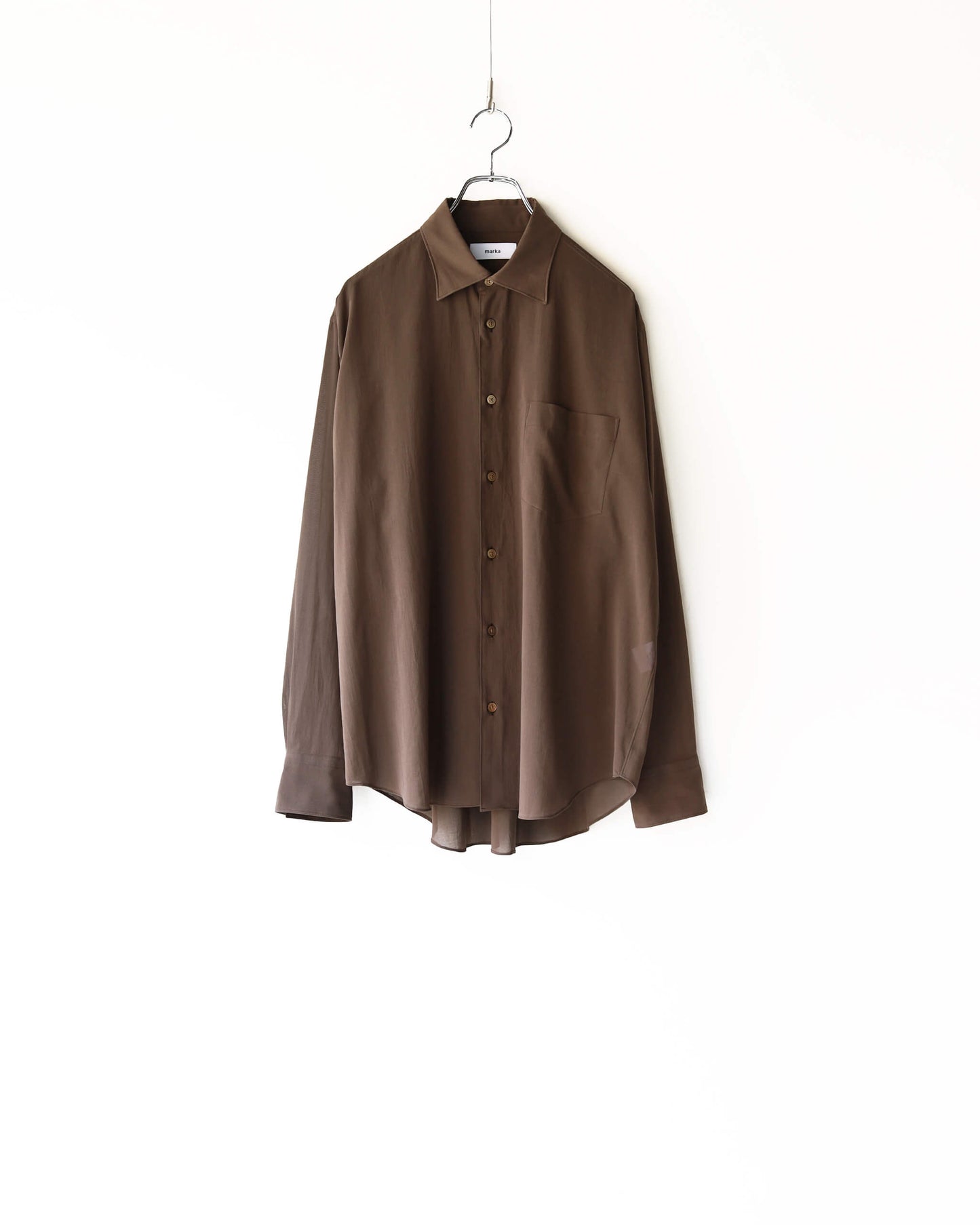 REGULAR COLLAR SHIRT ORGANIC COTTON HIGH TWIST LAWN "BROWN"