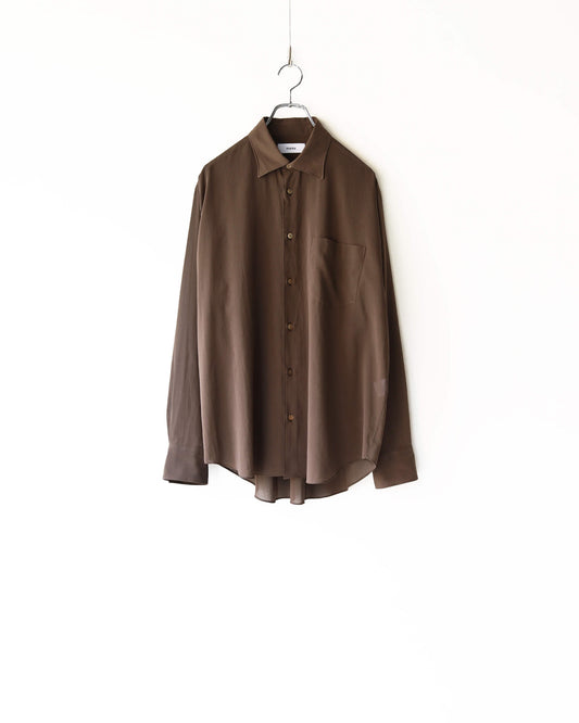REGULAR COLLAR SHIRT ORGANIC COTTON HIGH TWIST LAWN "BROWN"