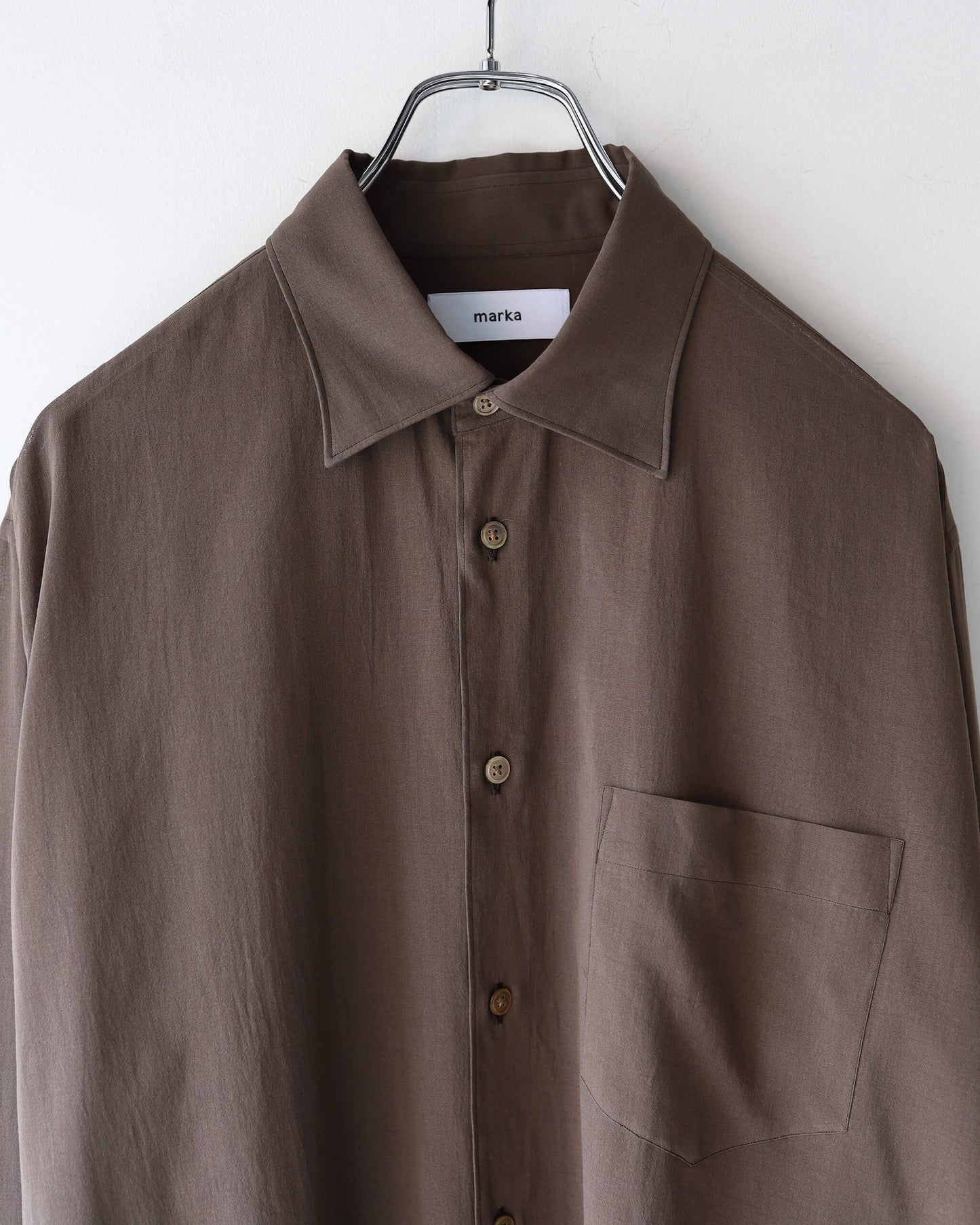 REGULAR COLLAR SHIRT ORGANIC COTTON HIGH TWIST LAWN "BROWN"