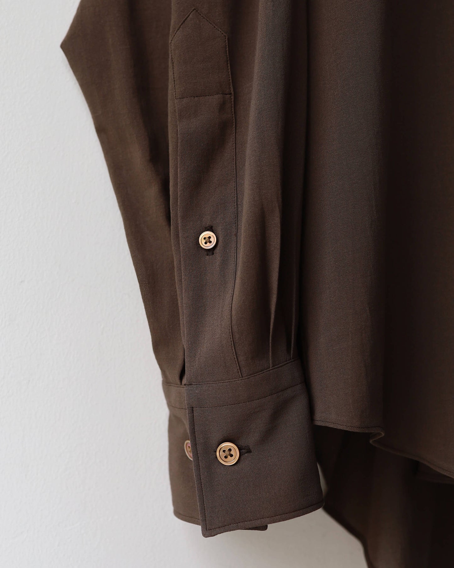 REGULAR COLLAR SHIRT ORGANIC COTTON HIGH TWIST LAWN "BROWN"