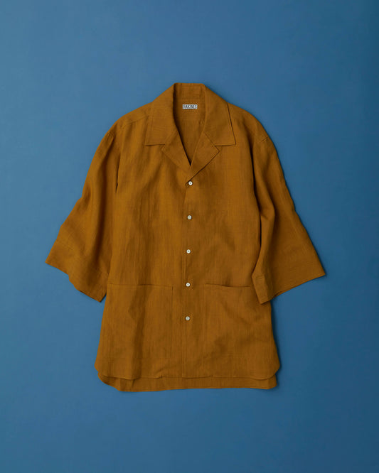 High count fine linen - Open collar shirt "Marigold"