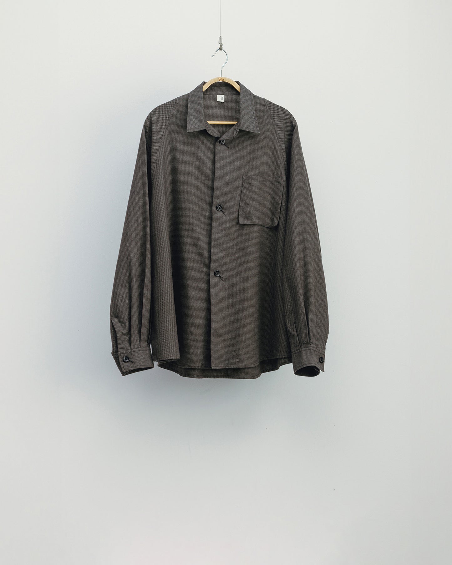 nemaki check wide shirt "sumi"