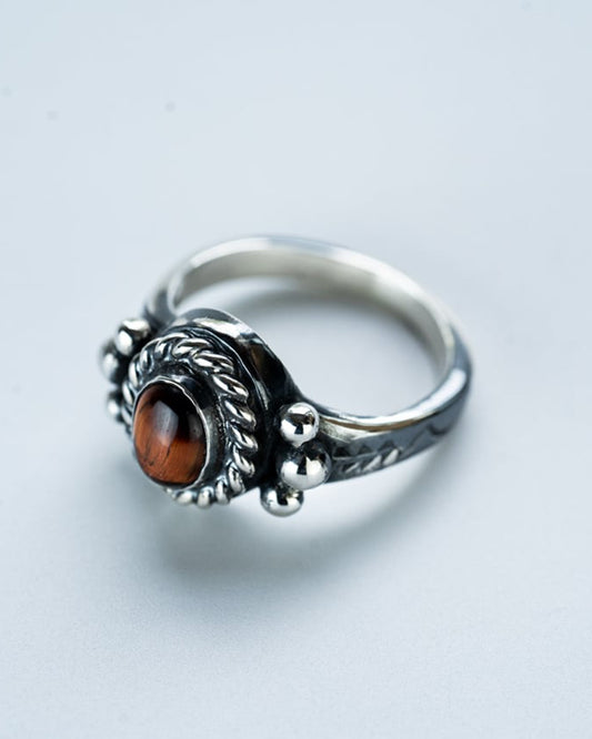 Native Oval Signet Ring (Tiger Eye) [R-095]