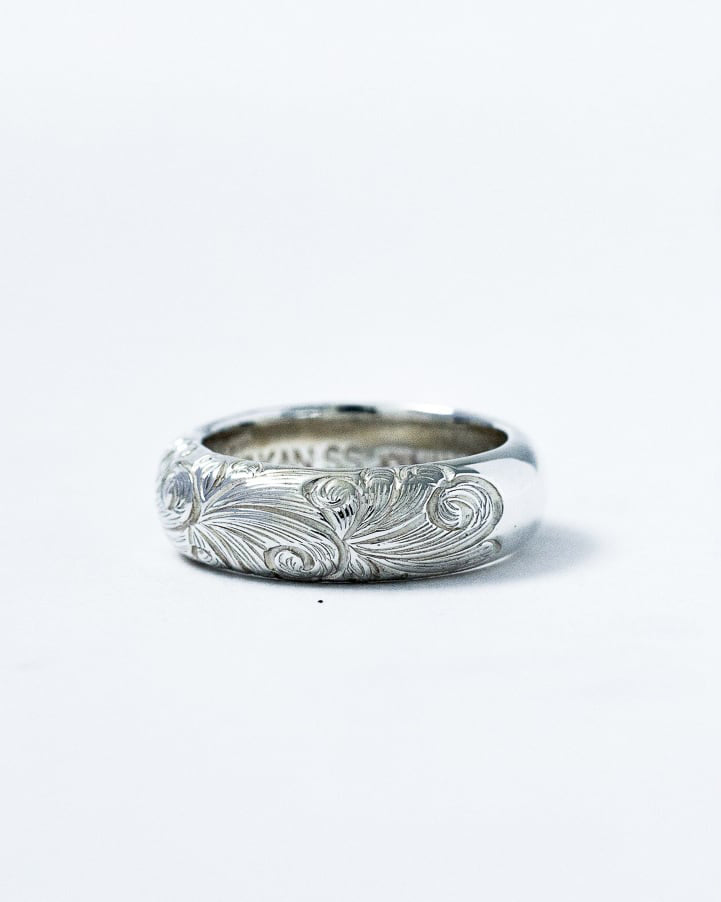 WAKAN SILVER SMITH Arabesque half round ring (M) -MORLS-